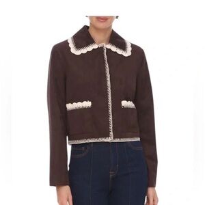 Bagatelle Collection Faux Suede Crochet Trim Jacket S NWT